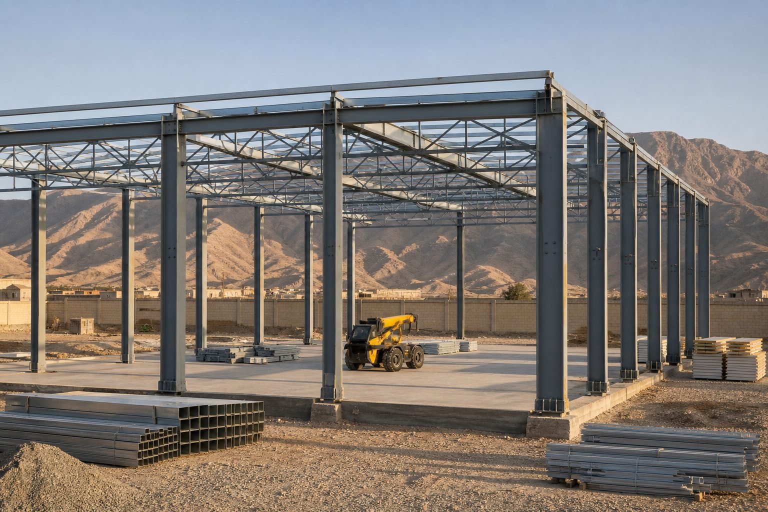 Steel warehouse structure construction project in Afghanistan